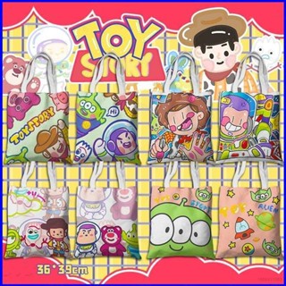 Bs1 กระเป๋าถือ กระเป๋าช้อปปิ้ง ผ้าแคนวาส ลายการ์ตูน Toy Story แฟชั่น SB1