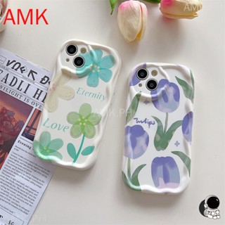 Amk เคสโทรศัพท์มือถือ แบบใส ลายดอกทิวลิป สีม่วง 3D สําหรับ OPPO A96 A76 A17 A17K A16K A16E A16 A15 A15S A94 A93 A78 A74 A95 A57 A58 A54 A5 A9 Reno 10 pro plus 8T 7Z 7 8 6 5 lite 5G เคส STNYK