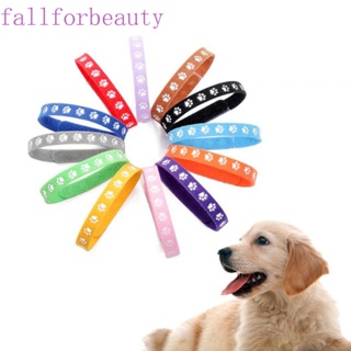 Fallforbeauty ปลอกคอไฟเบอร์โพลีเอสเตอร์ มีกาวในตัว แบบพกพา ปรับได้ หลากสี สําหรับสัตว์เลี้ยง สุนัข