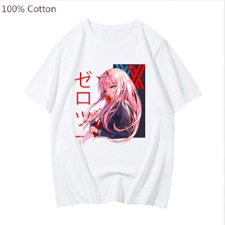 เสื้อยืด ทรงหลวม พิมพ์ลายการ์ตูนอนิเมะ Zero Two Darling In The Franxx สไตล์ฮาราจูกุ สําหรับผู้ชาย