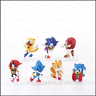 Nana โมเดลฟิกเกอร์ Sonic Action Figure Knuckles Tails Shadow Iron Sonic EXE ของเล่นสําหรับเด็ก 7 ชิ้น