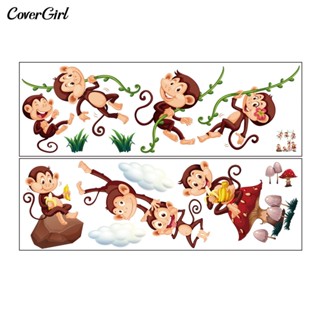 Covergirl สติกเกอร์ติดผนัง ลายลิง นํากลับมาใช้ใหม่ได้ สําหรับตกแต่งห้องเรียน 2 ชิ้น ต่อชุด