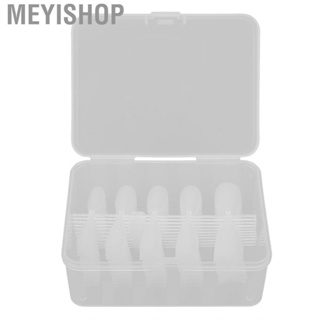 Meyishop Transparent Coffin Nails Carve Free Grinding Long Fake Full Frosting Easy Use Different Sizes Fashionable Safe for Dating