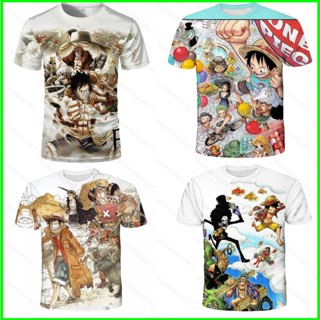 Sqt เสื้อยืดแขนสั้นลําลอง ทรงหลวม พิมพ์ลายอนิเมะ One Piece Luffy 3D พลัสไซซ์ สําหรับผู้ชาย และผู้หญิง