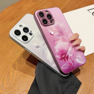 เคสโทรศัพท์มือถือแบบแก้วแข็ง ขอบโลหะ ลายดอกไม้ สําหรับ Huawei Mate 30 Pro Mate40 Mate 40 Pro Mate50 Mate 50 Pro Honor 70 Pro 80Pro 80 GT 80 SE