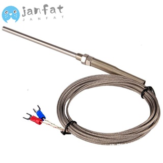 Janfat K-Type เทอร์โมคัปเปิล 0-400°C โพรบเซนเซอร์วัดอุณหภูมิ สเตนเลส ยาว 10 ซม. M8 สกรูยาว 300 ซม. สองสาย เตาอบ เตาอบ เตาเผา เซรามิค