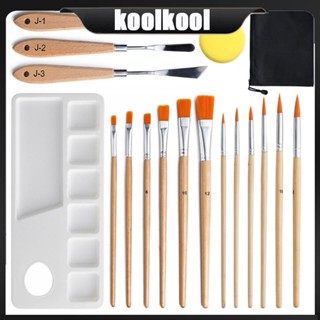 Kool 18 ชิ้น ชุดแปรงระบายสีน้ํา ไนล่อน ผม น้ํามัน อะคริลิค Gouache แปรงตะขอ สาย มีดโกน อุปกรณ์ศิลปะ