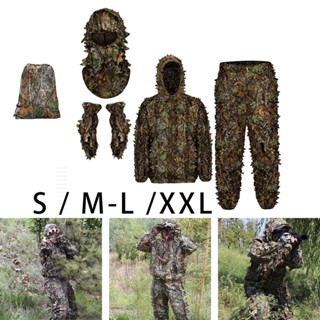 [lzdjhyke2yi] Ghillie ชุดเสื้อแจ็กเก็ต กางเกงฮู้ด ลายไม้ ใบไม้ 3D น้ําหนักเบา สําหรับปาร์ตี้ฮาโลวีน กลางแจ้ง