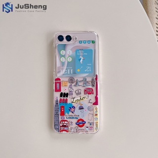 Jusheng เคสโทรศัพท์มือถือ ลายฉลาก New York London แฟชั่น สําหรับ Samsung Z Flip5