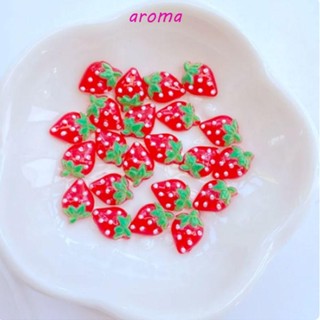 Aroma เครื่องประดับเรซิ่น รูปสตรอเบอร์รี่น่ารัก ขนาดเล็ก สําหรับตกแต่งเล็บ สมุดภาพ 20 ชิ้น