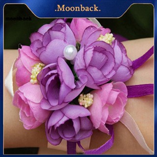 &lt;moonback&gt; ริบบิ้นริบบิ้นข้อมือ ลายดอกไม้ ประดับมุกปลอม สําหรับงานปาร์ตี้