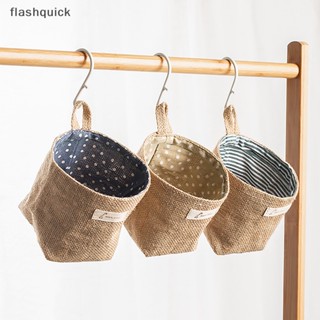 Flashquick ตะกร้าผ้าฝ้าย ผ้าลินิน กระสอบขนาดเล็ก สําหรับแขวนตกแต่งกระถางดอกไม้