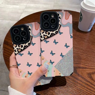 เคสป้องกันโทรศัพท์มือถือ แบบนิ่ม ลายผีเสื้อ กันกระแทก สําหรับ Apple Iphone 11pro 12pro 13pro 14promax 11 plus xr xs xsmax 6g 7g 8Plus