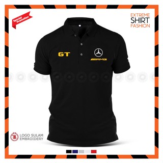 เสื้อยืดโปโล ผ้าฝ้าย พิมพ์ลายโลโก้ Mercedes Benz AMG GT SLS Grand Tourer Coupe R GLA45 A45 Baju สําหรับผู้ชาย