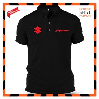 เสื้อยืดโปโลแขนสั้น ผ้าฝ้าย พิมพ์ลายโลโก้ SUZUKI Hayabusa MotoGP Superbike Baju สําหรับผู้ชาย