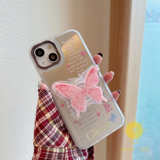 For เคสไอโฟน 14 Pro Max [Butterfly Mirror Plating] เคส Phone Case For iPhone 14 Pro Max Plus 13 12 Mini 11 For เคสไอโฟน11 Ins Korean Style Retro Classic Couple Shockproof Protective TPU Cover Shell