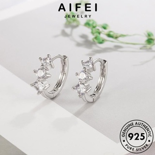 AIFEI JEWELRY ห่วง ต่างหู เครื่องประดับ ต้นฉบับ มอยส์ซาไนท์ไดมอนด์ เงิน เกาหลี ผู้หญิง แท้ Silver 925 หนีบ เครื่องประดับ เรียบง่าย แฟชั่น ตุ้มหู E428