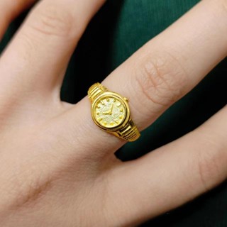 Retro Gold Punk DIY Watch Shape Design Opening Rings Girl Accerssories Gift