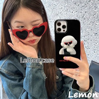 [Lemon] เคสโทรศัพท์มือถือ ลายสุนัข สีดําวาว สไตล์เกาหลี สําหรับ iPhone 14 14pro 14promax 14plus 13 13pro 13promax 7 8 7plus 8plus 11 12 XR XSMAX 12pro 11promax 12promax