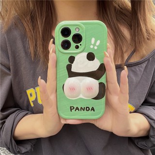 เคสโทรศัพท์มือถือ ซิลิโคน กันกระแทก ลายการ์ตูนแพนด้าน่ารัก สีเขียว สร้างสรรค์ สําหรับ Iphone 14 13ProMax 12 13pro 11 14pro