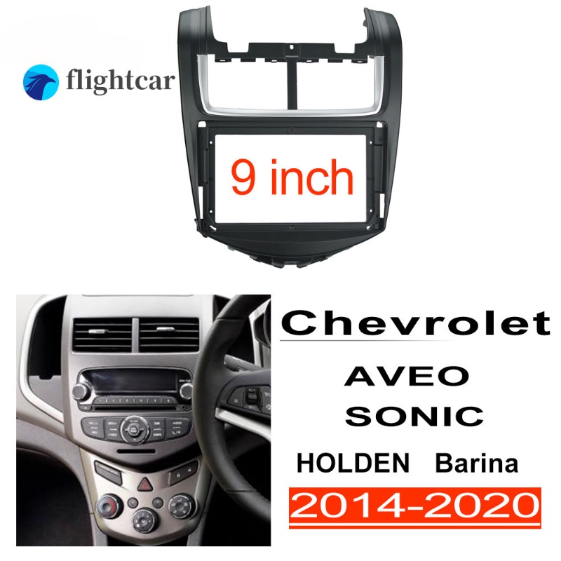 Flightcar เคสแผงแดชบอร์ดเครื่องเล่น Android 2din 9 นิ้ว สําหรับ Chevrolet Aveo Sonic HOLDEN Barina 2014-2020