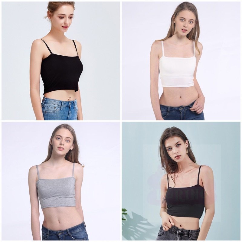 POR เสื้อสายเดี่ยว ไม่มีฟองนำ้ ผ้าคอตตอนผสม ใส่สบาย เบาบาง 3 สี ราคาถุก