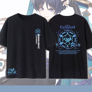 【สปอตสินค้า】 Genshin Impact Scaramouche ความประทับใจ เกมเสื้อยืดเสื้อขาว