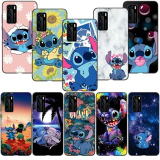 เคสโทรศัพท์ซิลิโคน TPU แบบนิ่ม ลาย SL46 การ์ตูน Stitch สีดํา สําหรับ Honor X5 X6 X8a X8 X9