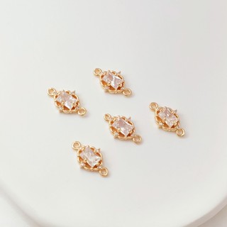 จี้สร้อยคอ สร้อยข้อมือ ประดับเพทาย ลูกไม้ สีทอง 14k DIY