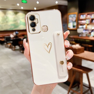 เคสโทรศัพท์มือถือ ซิลิโคน กันกระแทก ลายหัวใจ พร้อมที่ตั้งวาง หรูหรา สําหรับ infinix Hot 12 Play NFC Hot 12i X665B X665 X6817B X6816C X6816 X6816D