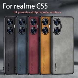 เคสโทรศัพท์มือถือหนังแกะ กันกระแทก ป้องกันกล้อง หรูหรา สําหรับ realme C55 C 55 realmeC55