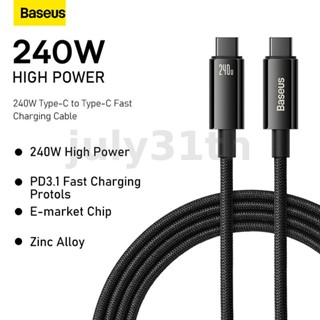 Baseus สายเคเบิลทังสเตน สีทอง 240W Type-C เป็น Type-C PD3.1 ชาร์จเร็ว สําหรับส่งข้อมูล