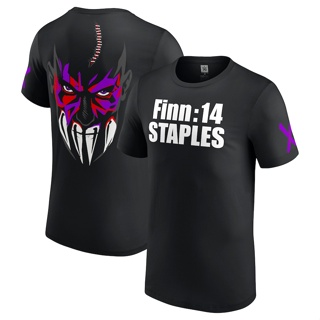 Fanatics Branded Black WWE WrestleMania 39 Edge vs. รองเท้ากีฬา สําหรับผู้ชาย เสื้อยืด พิมพ์ลาย Finn Balor Finn Bálor 14 Staples สําหรับผู้ชาย