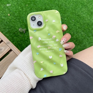 เคสโทรศัพท์มือถือ TPU แบบนิ่ม ลายดอกไม้ 3D สีเขียว สําหรับ iPhone 14 13 12 11 Pro Max 12Pro 13Pro 14Pro 12ProMax 13ProMax 14ProMax