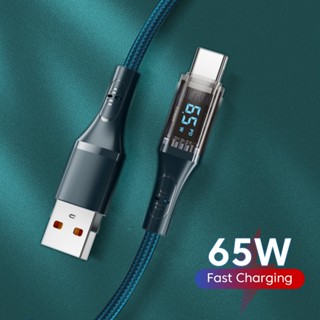 Marjay สายเคเบิลชาร์จโทรศัพท์ หน้าจอดิจิทัล 65W PD USB C Micro Type C ชาร์จเร็ว