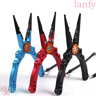 Lanfy คีมกรรไกรอลูมิเนียมอัลลอยด์ 20 ซม. พร้อมเชือกเส้นเล็กสําหรับตกปลา