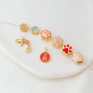 ลูกปัดแฮนด์เมด ลายการ์ตูนอุ้งเท้าแมว อุ้งเท้าหมีน่ารัก สีทอง สไตล์โบราณ DIY สําหรับตกแต่งบ้าน