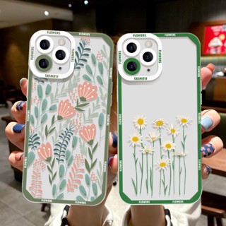 เคสโทรศัพท์มือถือแบบนิ่ม TPU ใส กันรอยเลนส์กล้อง ลายดอกไม้ สําหรับ Samsung A22 Case A13 A12 A52S 5G A73 A21S A23 A32 A50 A51 A52 A53 A33 A71 A72 M14 S20 FE S21 S22 Ultra S23 Plus