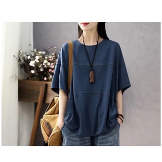 เสื้อยืดแขนสั้นลําลอง ทรงหลวม เข้ารูป แฟชั่นฤดูร้อน สไตล์เรโทร สําหรับผู้หญิง