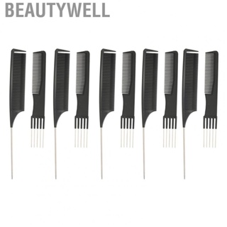 Beautywell Metal Tail Combs Set  Hair Styling Parting Lift Teasing Comb SetSet Alloy Portable 10pcs Eliminate Tangle  for Home