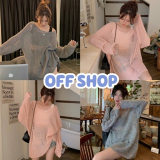 OFF SHOP พร้อมส่ง (OFF-M5847) เสื้อไหมพรมแขนยาว ซีทรูเบาบางใส่สบาย เซ็กซี่น่ารัก -C