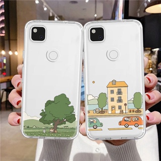 เคสโทรศัพท์มือถือแบบนิ่ม ใส กันกระแทก ลายการ์ตูนภูมิทัศน์ สําหรับ Google Pixel 7 7a 6 Pro 5a 4 3a 3 2 XL