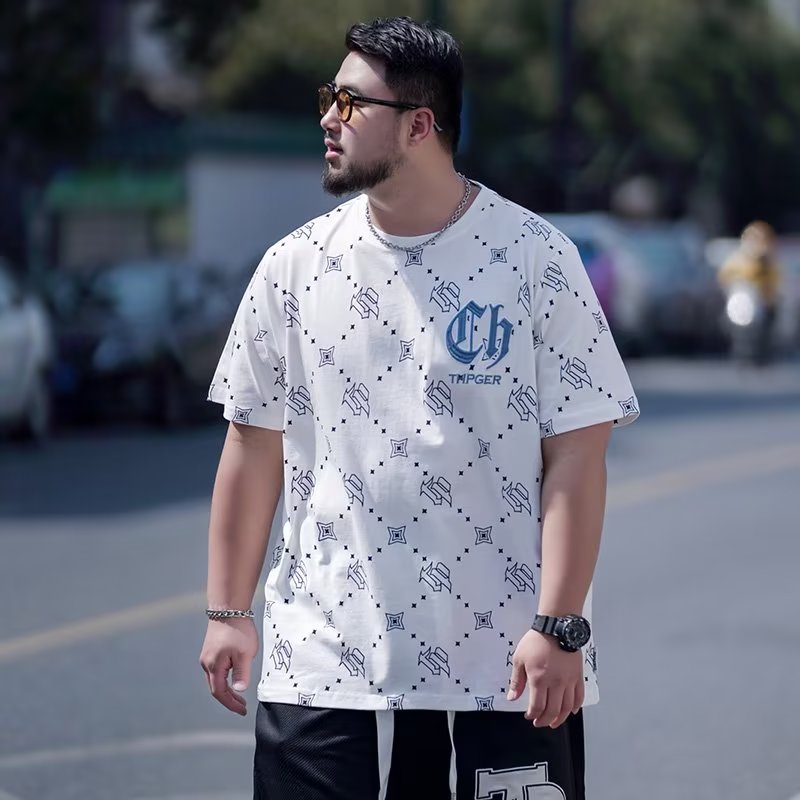 เสื้อยืดแขนสั้นลําลอง คอกลม ทรงหลวม ขนาดใหญ่ แฟชั่นเกาหลี สําหรับผู้ชาย ไซซ์ M - 8XL - รูปที่ 4