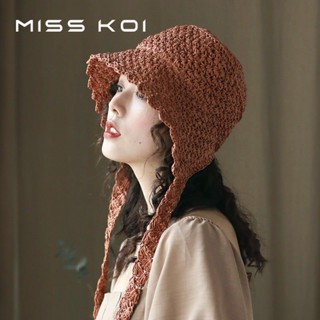 Misskoi [พร้อมส่ง] หมวกฟาง แบบผูกเชือก แฟชั่นฤดูใบไม้ผลิ และฤดูร้อน สไตล์เกาหลี และญี่ปุ่น สําหรับผู้หญิง