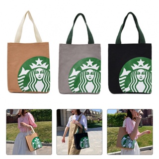 กระเป๋าถือ ผ้าแคนวาส ลาย Starbucks Mommy เหมาะกับพกพาไปใช้ในชีวิตประจําวัน สําหรับคุณแม่