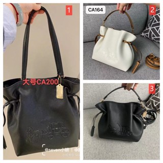 COACH CA165 CA200 ANDY Tote กระเป๋าถือผู้หญิง/ออกแบบเชือกรูด/กระเป๋าสะพายไหล่หนังวัว