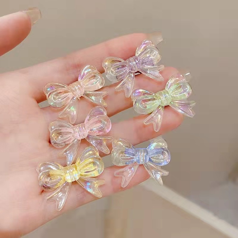 กิ๊บติดผมหางม้า รูปปากเป็ด ประดับโบว์ ขนาดเล็ก สีสันสดใส แบบเรียบง่าย สไตล์เกาหลี สําหรับเด็กผู้หญิง