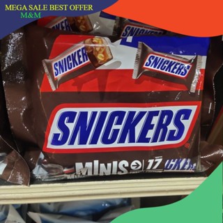 chocolat snicker mini 17x 333g ราคา คุ้มเวอร์ ไว้สำหรับกินเล่น หรือแต่งหน้าเค้ก ชิ้นเล็ก