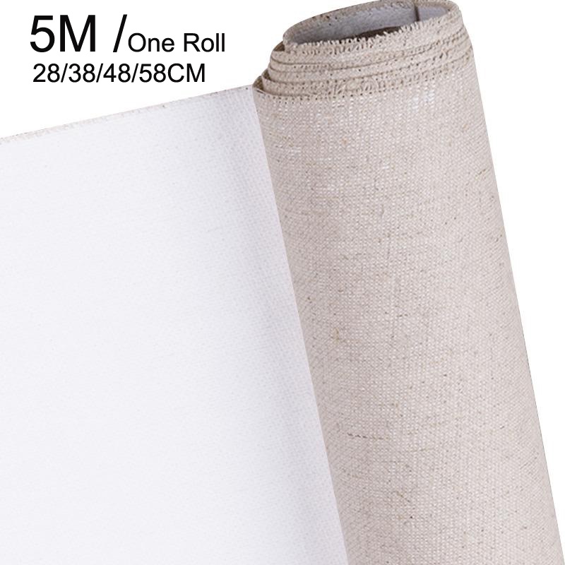 5M One Roll Linen Blend Primed ผ้าใบเปล่าชั้นภาพวาดสีน้ํามันภาพวาดอะคริลิคสําหรับคุณภาพสูงกันน้ําผ้าลินินอุปกรณ์ศิลปะสําหรับศิลปิน