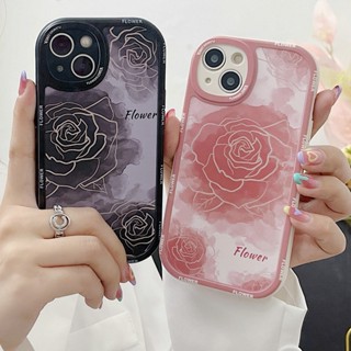 เคสซิลิโคนนิ่ม ลายดอกกุหลาบ สีชมพู และสีดํา สําหรับ Realme C55 C35 C30 C25 C21 C21Y C25Y C20 C12 C11 C17 8 8i 7 7i 6 5 Narzo 50 30A 50A 50i Prime 20 Pro | St G19